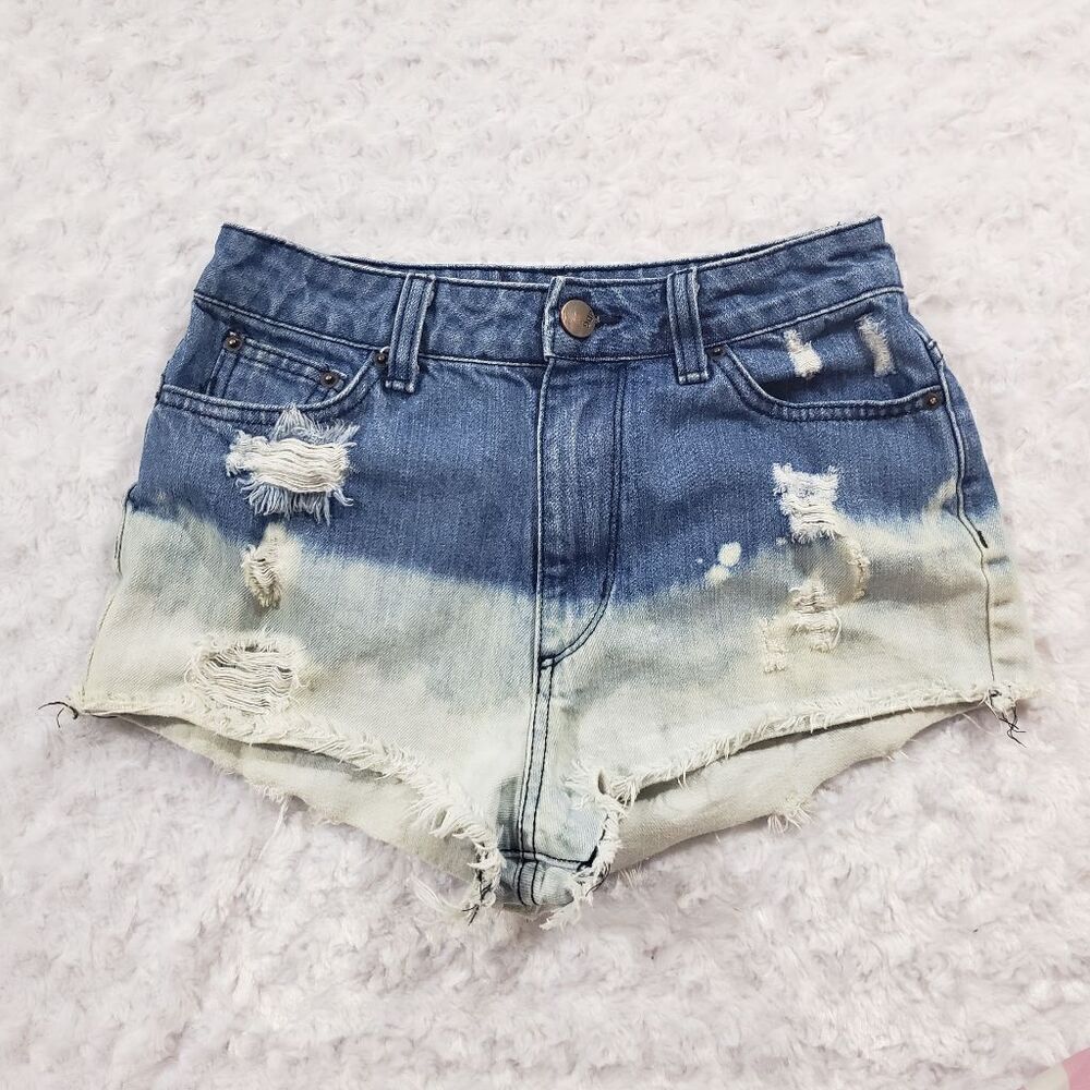 BDG denim cutoff jean shorts acid wash destructed frayed beach womens size 27